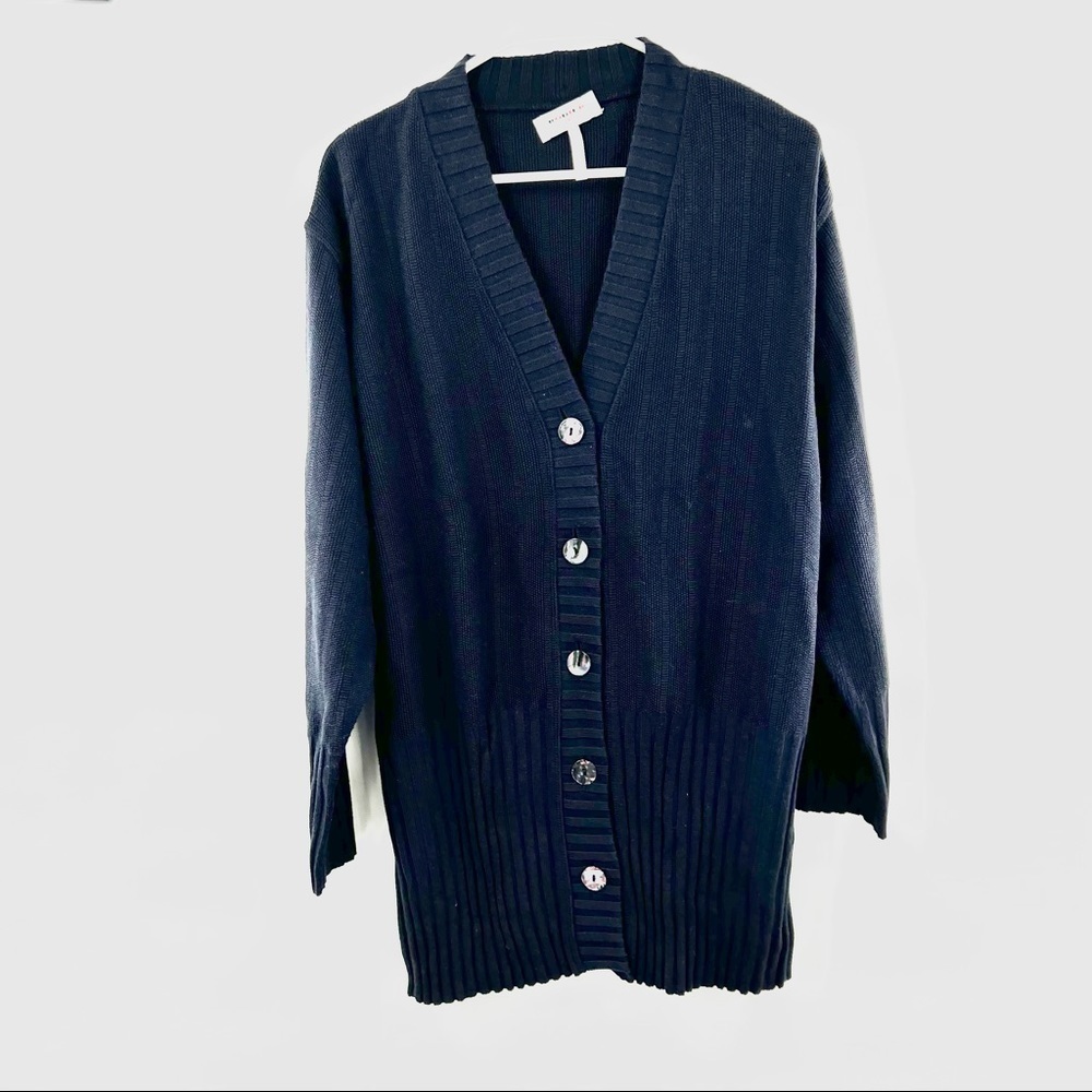 Rodier blue cotton blend long cardigan sweater long sleeve M